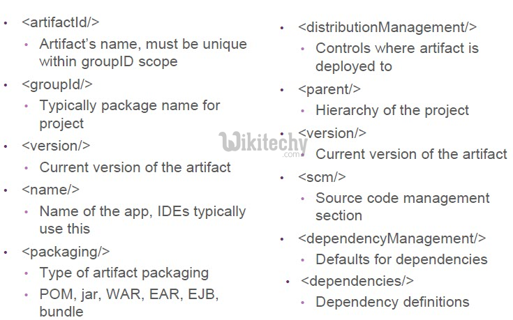 learn maven tutorial - POM important attributes - maven example programs